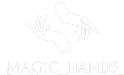 Logo blanc transparent de Magic Hands